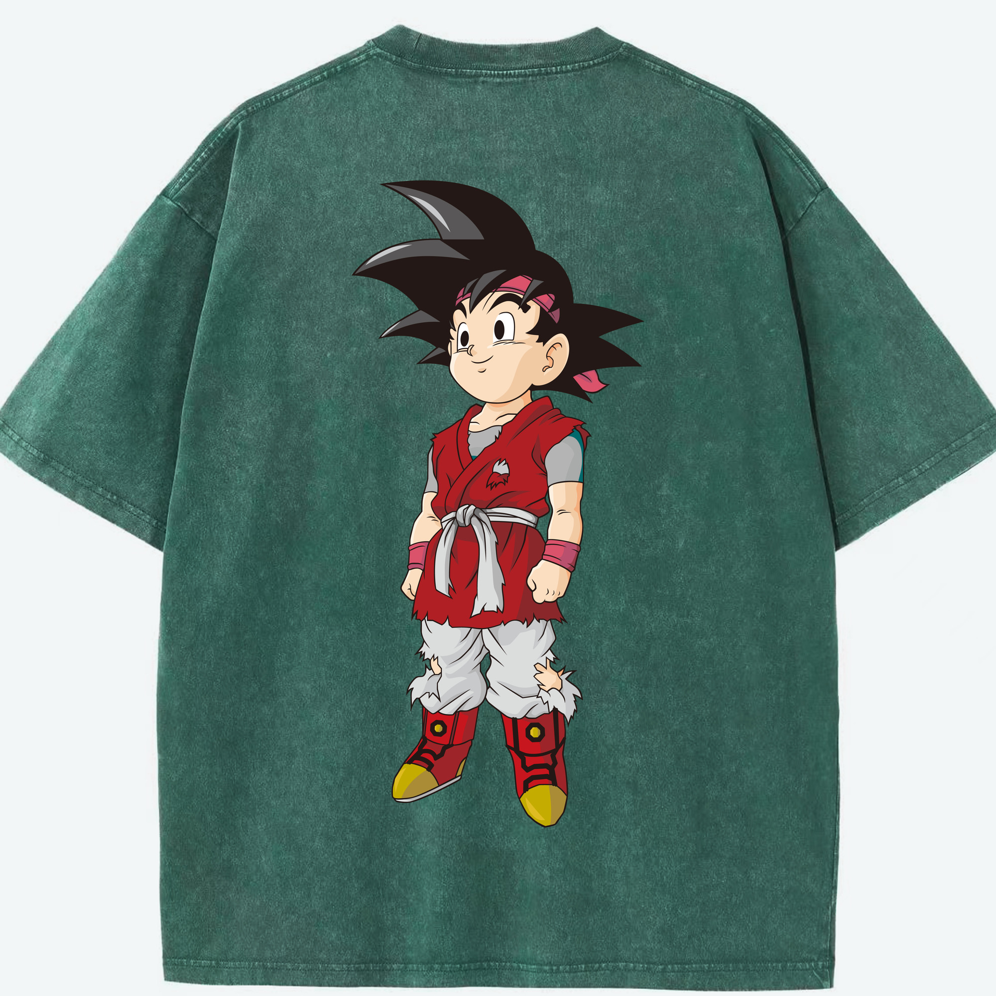 （画像用） ドラゴンボール 孫悟空（そん ごくう）Son Goku カカロット DRAGON BALL Kakarotto 綿100% ヴィンテージ風 半袖Tシャツ（背面プリント）